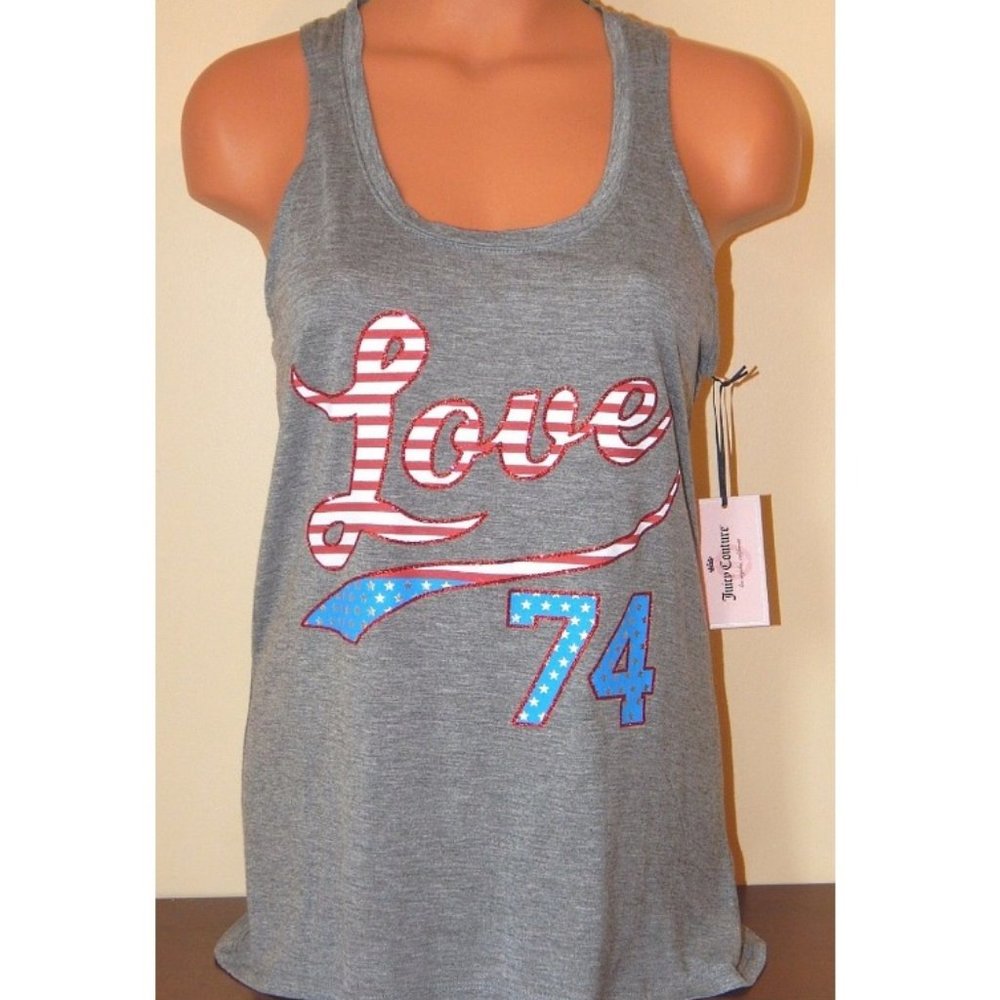 Juicy Couture M Racerback TankTop Seeing Stars Patriotic NWT
